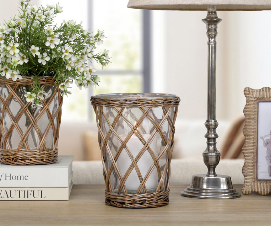 Large Cotswold Wicker Hurricane Vase