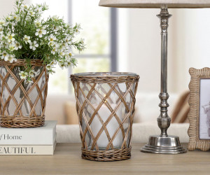 Large Cotswold Wicker Hurricane Vase