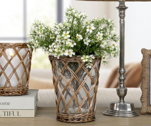 Large Cotswold Wicker Hurricane Vase