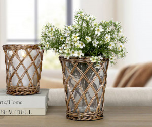 Large Cotswold Wicker Hurricane Vase