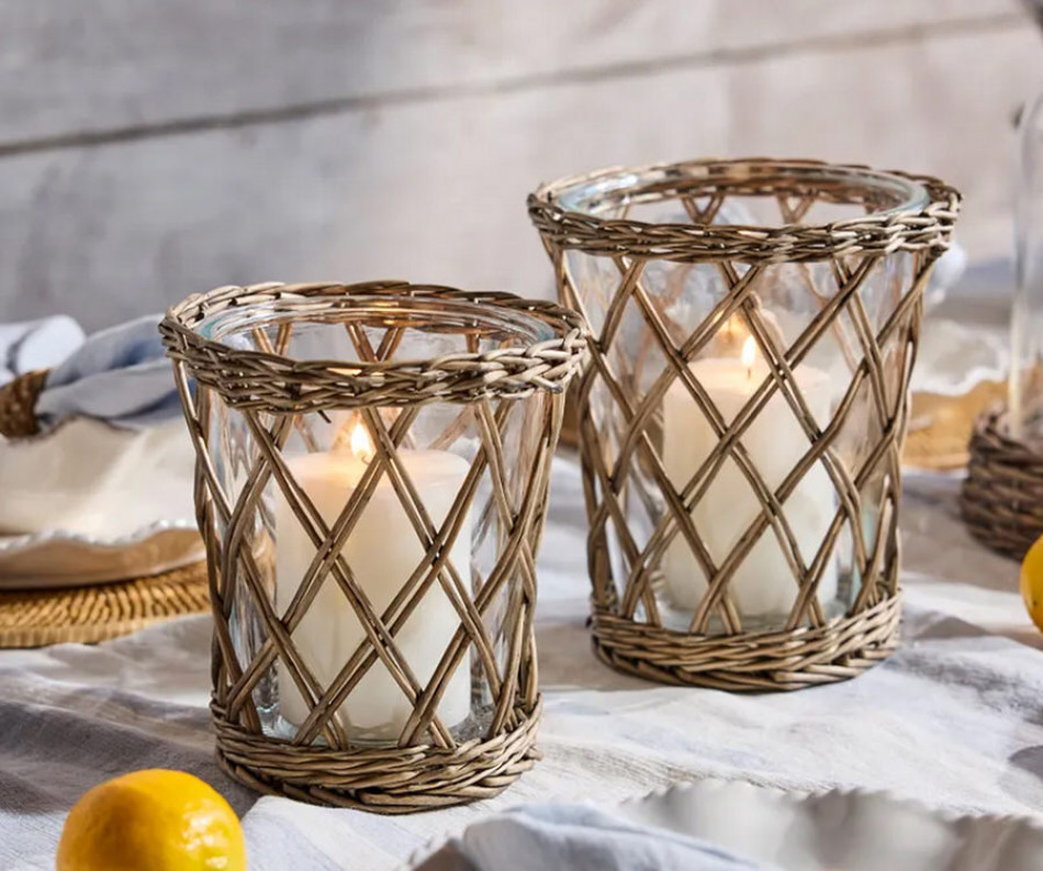Large Cotswold Wicker Hurricane Vase