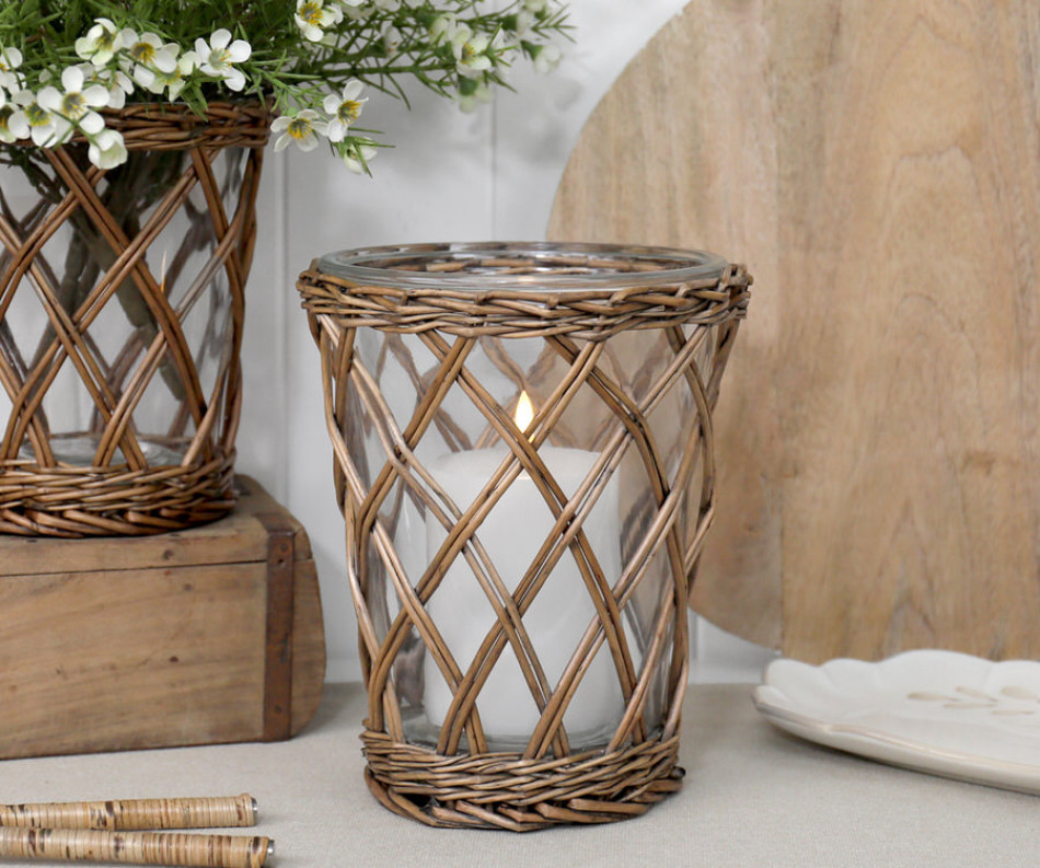 Large Cotswold Wicker Hurricane Vase