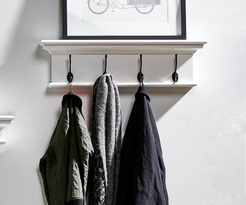 Halifax White 4 Hook Coat Rack