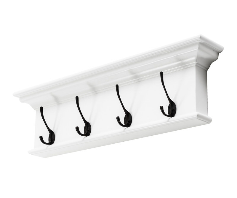 Halifax White 4 Hook Coat Rack