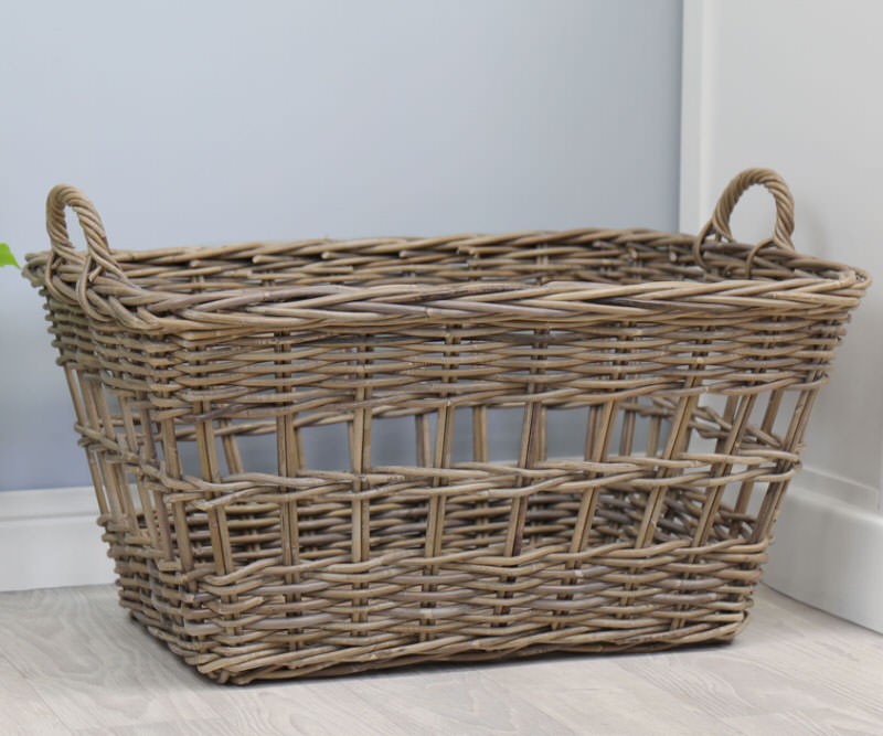 Westport Rectangle Washing Basket - Antique Grey Cane