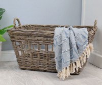 Westport Rectangle Washing Basket - Antique Grey Cane