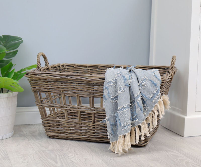 Westport Rectangle Washing Basket - Antique Grey Cane