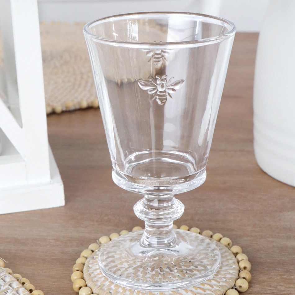 Set 4 French Bee Wine Glasses, a drinkware piece for serving and tabletop use