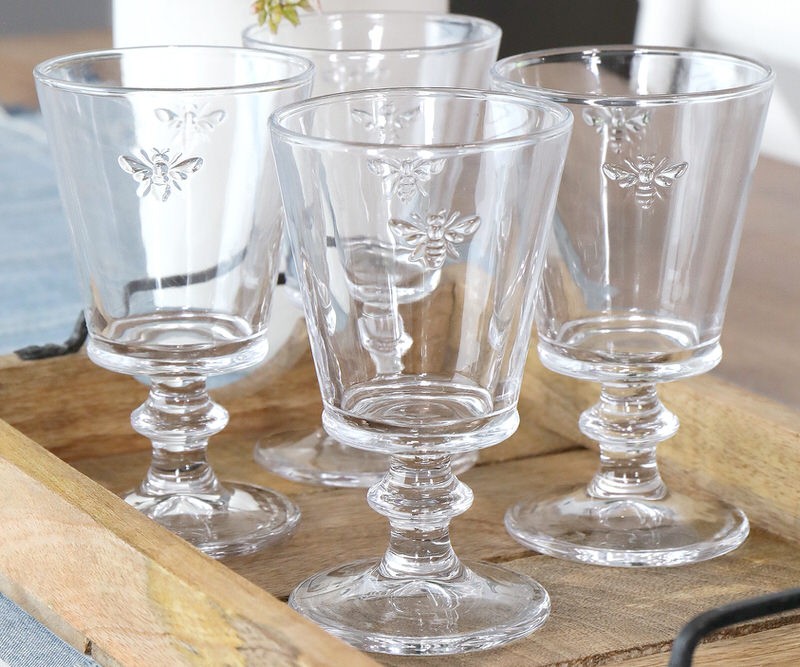 Set 4 French Bee Wine Glasses
