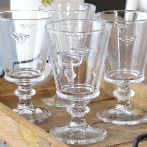 Set 4 French Bee Wine Glasses, a drinkware piece designed for serving beverages at the table
