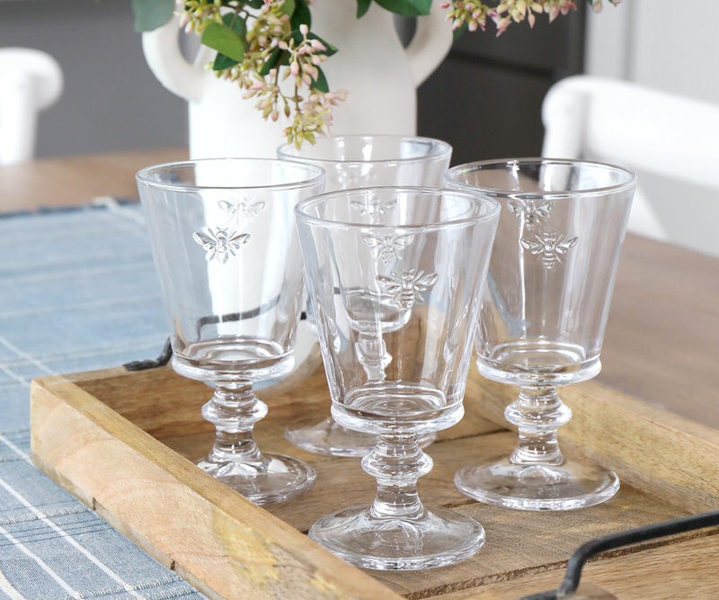 Set 4 French Bee Wine Glasses