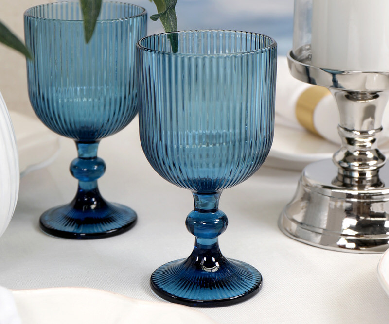 Set 4 Brittany Blue Wine Glasses
