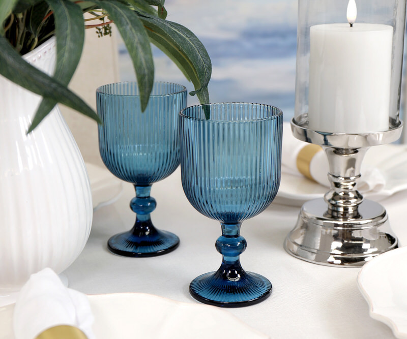 Set 4 Brittany Blue Wine Glasses