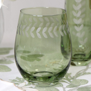 Set 4 Belvedere Green Wine Glasses, decorative tableware
