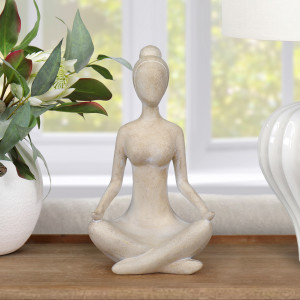 Nahla Seated Woman Sculpture, a sculptural decorative accent for shelf, console or tabletop styling
