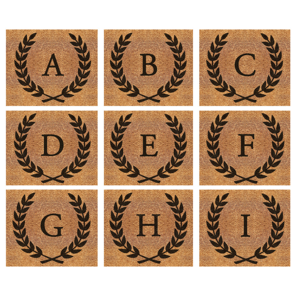 CUSTOM Long Initial Wreath Doormat 115x45cm - Vinyl Backed, an entrance mat designed for a doorway