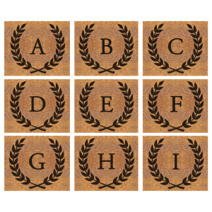 CUSTOM Initial Wreath Doormat 75x45cm - Vinyl Backed, an entrance mat designed for a doorway
