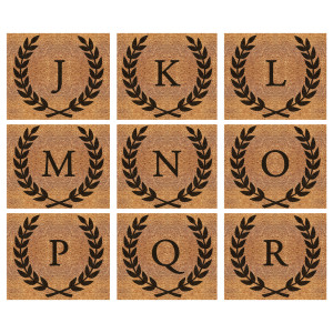 CUSTOM Initial Wreath Doormat 75x45cm - Vinyl Backed, presented as a decorative entrance mat for the front doorway