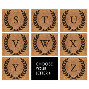 CUSTOM Large Initial Wreath Doormat 90x55cm - Vinyl Backed, designed to protect the floor while adding detail to an entryway