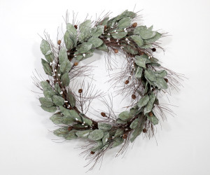 White Berry & Pinecone Wreath 50cm